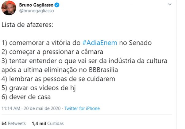 Bruno Gagliasso ironiza saída de Regina Duarte do governo: "BBBrasília"