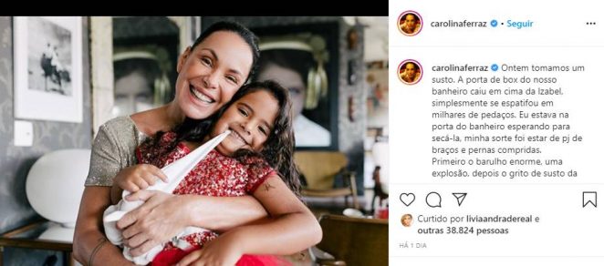 Filha da atriz Carolina Ferraz sofre acidente