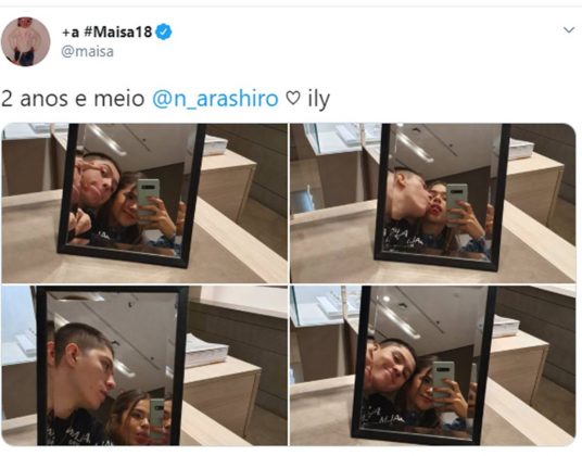 Maísa comemora dois anos de namoro e faz declaração