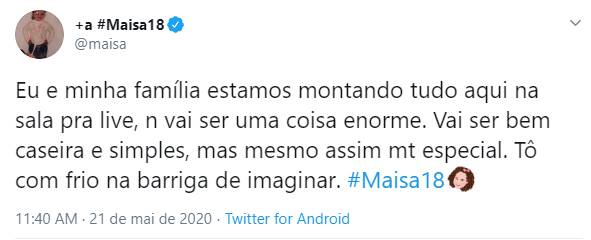 Maisa faz revelação sobre festa de aniversário: "Frio na barriga"