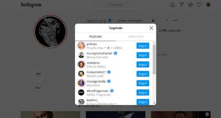 Neymar voltar a seguir Priscilla Silva com quem teria traído Bruna Marquezine - Foto: reprodução/ instagram