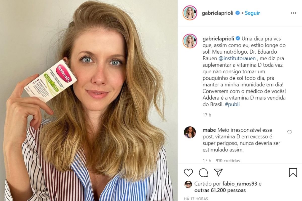 A publicação de Gabriela Prioli - Reprodução: Instagram A publicação de Gabriela Prioli - Reprodução: Instagram