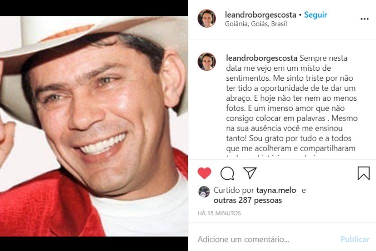 A publicação do filho do cantor sertanejo, que faleceu há 22 anos - Reprodução: Instagram (Captura: Área VIP)