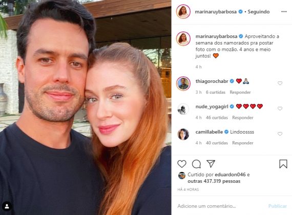 Alexandre Negrão e Marina Ruy Barbosa reprodução Instagram