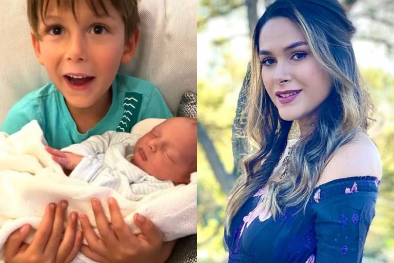Fernanda Machado mostra o filho mais velho conhecendo o irmão