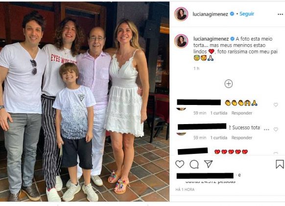 Luciana Gimenez surge em foto com a família e faz revelação