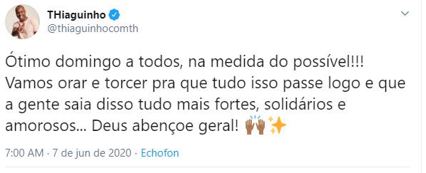 Thiaguinho desabafa sobre momento complicado: "Vamos orar"