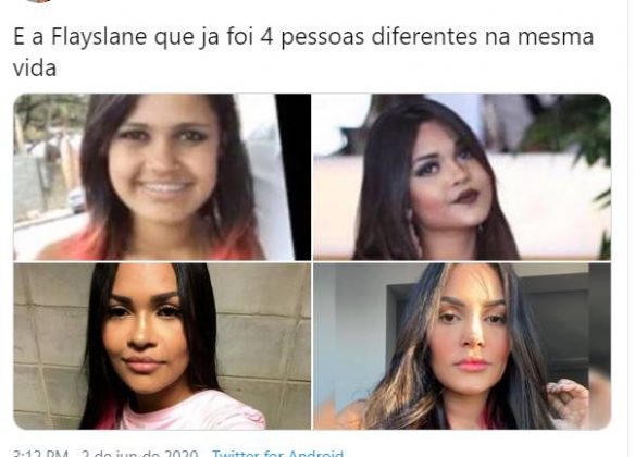 Reprodução Twitter Fotos que mostram mudanças de Flayslane, do BBB20, viralizam na web