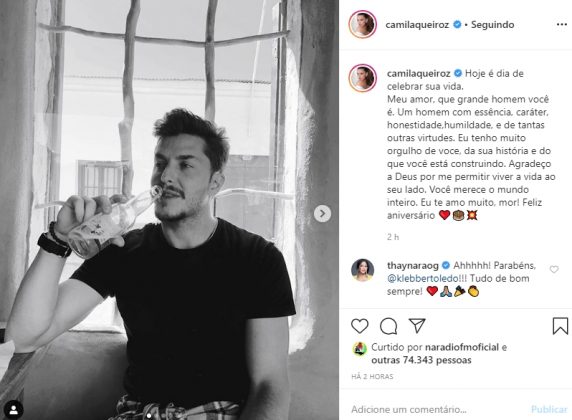 Klebber Toledo e reprodução do instagram de Camila Queiroz