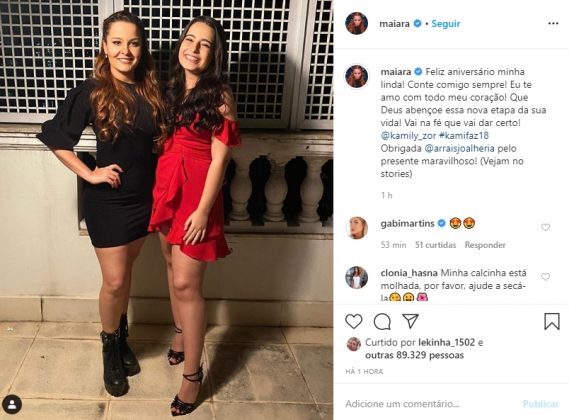 Maiara e Kamilly reprodução instagram Maiara e Kamilly reprodução instagram