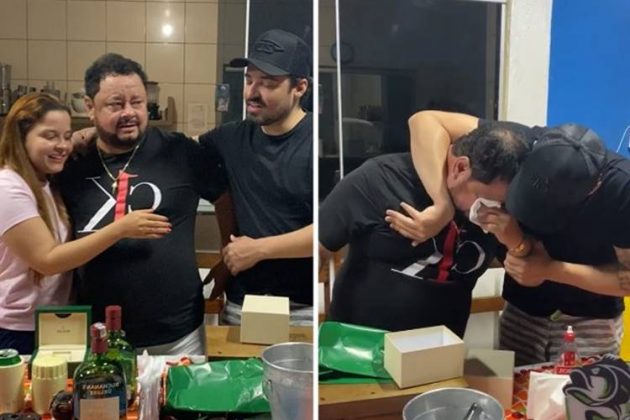 Sertanejo Fernando presenteia o pai de Maiara com relógio valioso (Foto: Reprodução/Instagram)