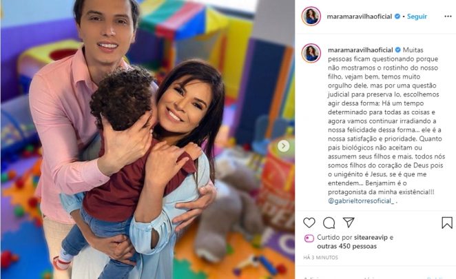 Mara Maravilha noivo Gabriel Torres e filho Benjamim reprodução instagram