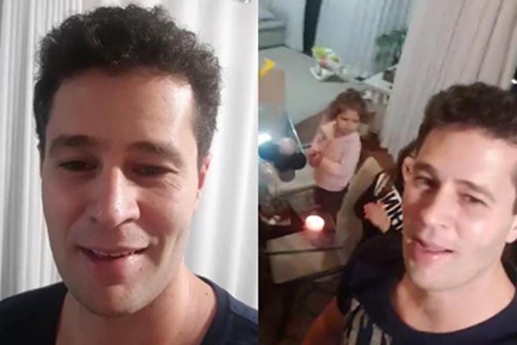 Filho de Leonardo comemora data especial e filhas se divertem: “não sei se aniversário é meu ou delas”