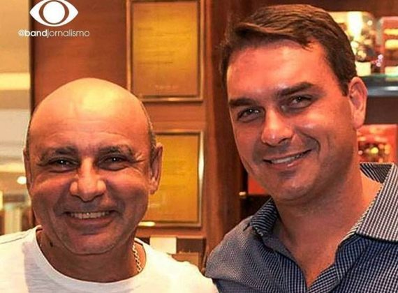 Queiroz e Flavio Bolsonaro - Reprodução Band