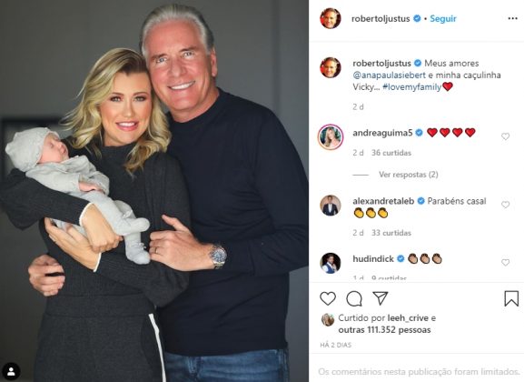 Roberto Justus e família reprodução Instagram Roberto Justus e família reprod