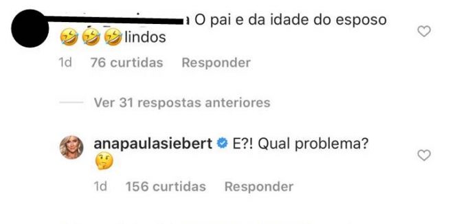 Ana Paula Siebert dá resposta daquelas à internauta