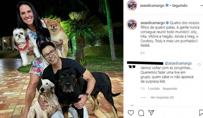 Zezé Di Camargo e Graciele Lacerda mostram "filhos" reunidos