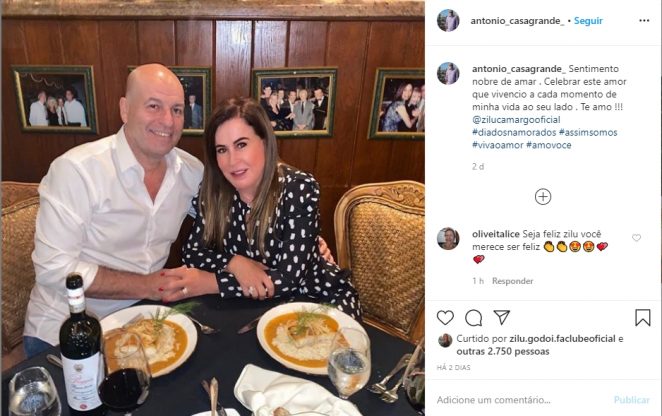 Zilu Camargo e seu novo namorado reprodução Instagram