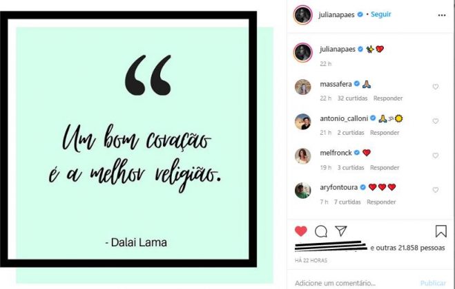 Juliana Paes faz reflexão sobre religião