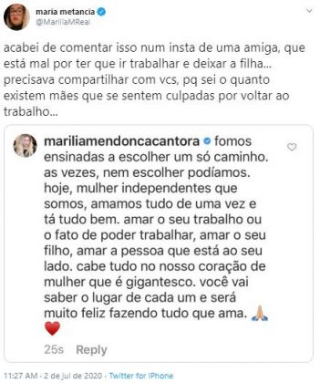 Sertaneja Marília Mendonça desabafa sobre cobranças após se tornar mãe