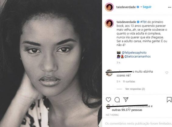 Taís Araújo mostra foto do passado e brinca: “Querendo parecer mais velha"