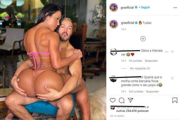 Gracyanne Barbosa posa em clique sensual com Belo e detalhe chama atenção