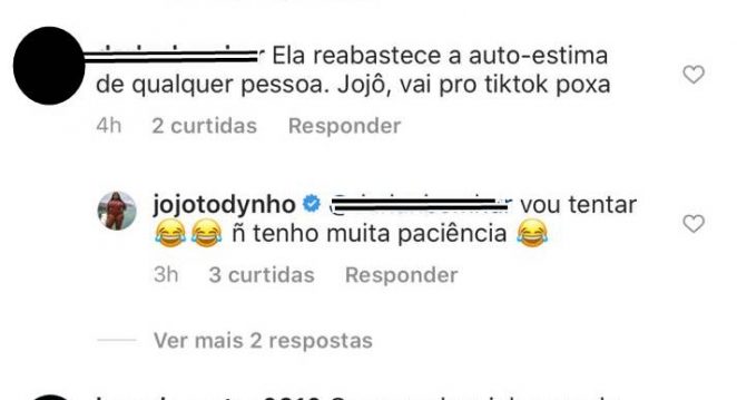 Jojo Todynho responde sugestão de fã: "Não tenho muita paciência"