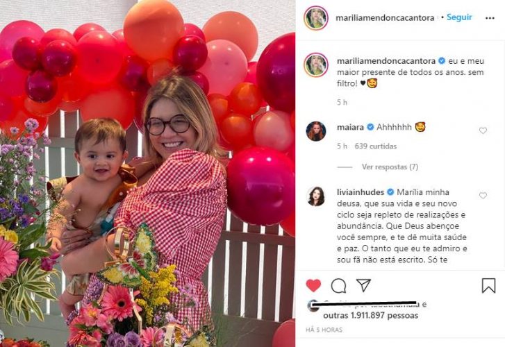 Marília Mendonça comemora aniversário ao lado do filho e se declara: "Meu maior presente"
