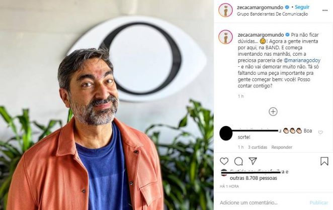 Zeca Camargo surge nos estúdios da Band e comenta sobre trabalho na emissora