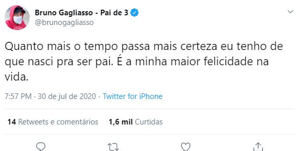 Bruno Gagliasso comenta sobre paternidade: “Nasci pra ser pai”