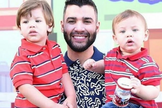 Sertanejo Gusttavo Lima e os filhos Gabriel e samuel reprodução instagram