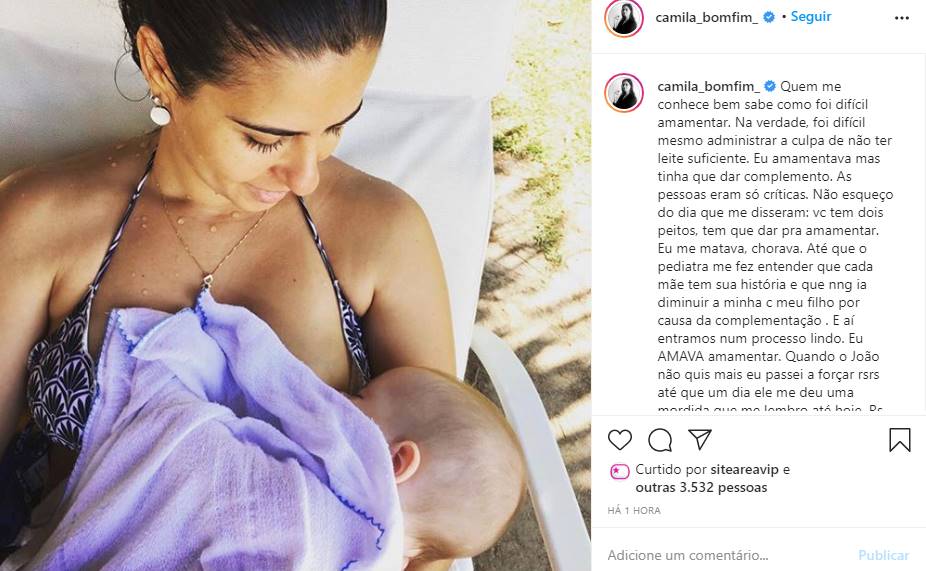 Reprodução Instagram Jornalista Camila Bomfim revela problemas para amamentar o filho e rebate críticas: "Aprendi a me respeitar"