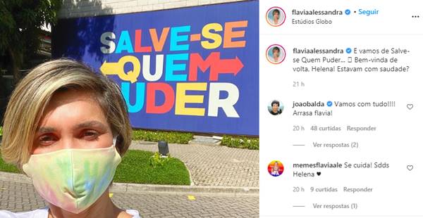 Flávia Alessandra retorna aos estúdios Globo para gravar 'Salve-se Quem Puder'