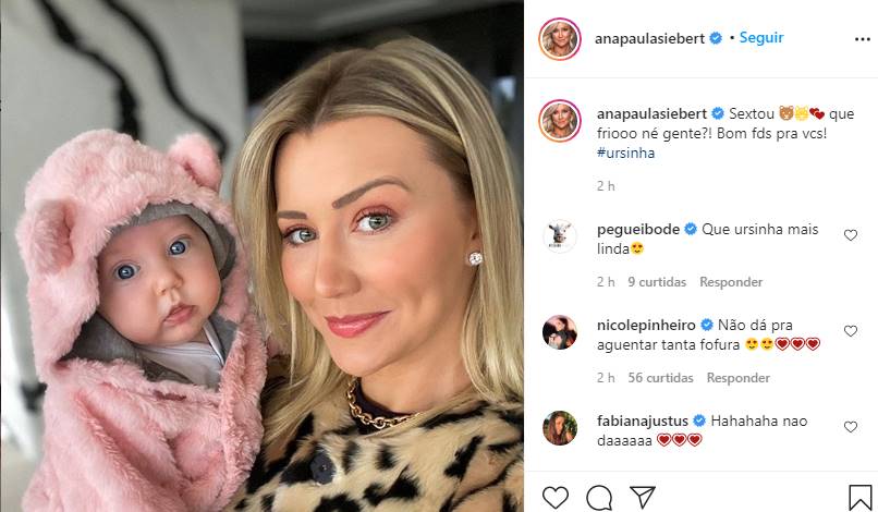 Ana Paula Siebert encanta os fãs ao posar com a filha