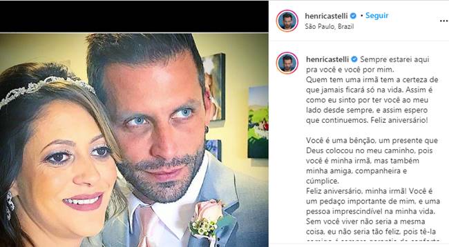 Henri Castelli celebra o aniversário da irmã e se declara