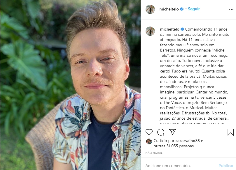 Sertanejo Michel Teló reprodução Instagram Sertanejo Michel Teló reprodução Instagram