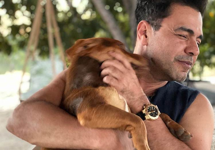 Zezé Di Carmargo mostra momento carinhoso com cão e fãs elogiam
