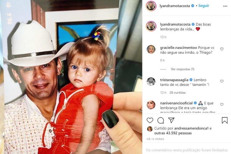 A foto compartilhada pela filha do cantor sertanejo que é falecido - Reprodução: Instagram (Montagem: Área VIP) A foto compartilhada pela filha do cantor sertanejo que é falecido - Reprodução: Instagram (Montagem: Área VIP)