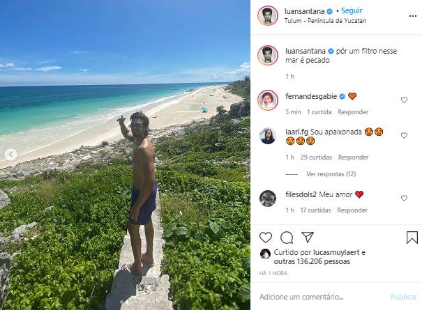 Após término de relacionamento com Jade Magalhães, Luan Santana curte praia no México - Foto: Reprodução/Instagram@luansantana