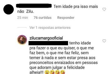 Zilu rebate internauta após crítica a vídeo nas redes sociais: ''Tenho idade para fazer o que quiser'' - Foto: Reprodução/Instagram@zilucamargooficial