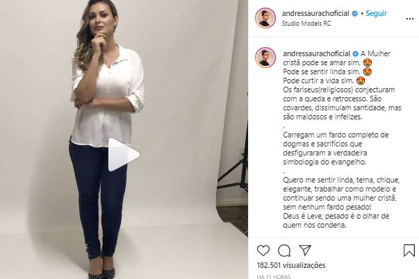 Andressa Urach volta a criticar evangélicos: ''São covardes, maldosos e infelizes'' - Foto: Reprodução/Instagram@andressaurachoficial