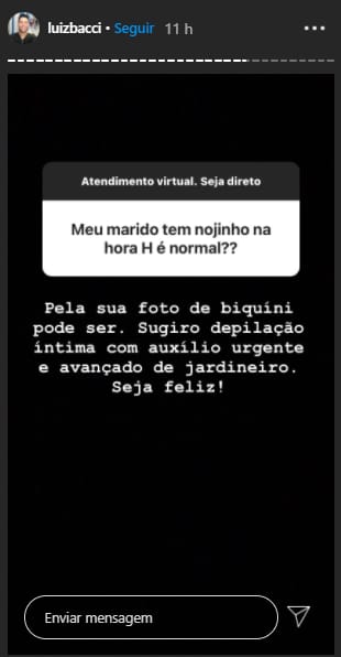 Luiz Bacci causa polêmica após comentário machista para seguidora: ''Sugiro depilação'' - Foto: Reprodução/Instagram