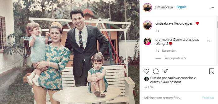 Filha de Silvio Santos posta fotos raras da infância com o apresentador - Foto: Reprodução/Instagram@cintiaabrava