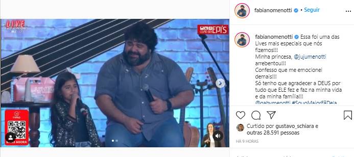 Em momento de emoção, Fabiano Menotti cai no choro durante live - Foto: Print Instagram@fabianomenotti