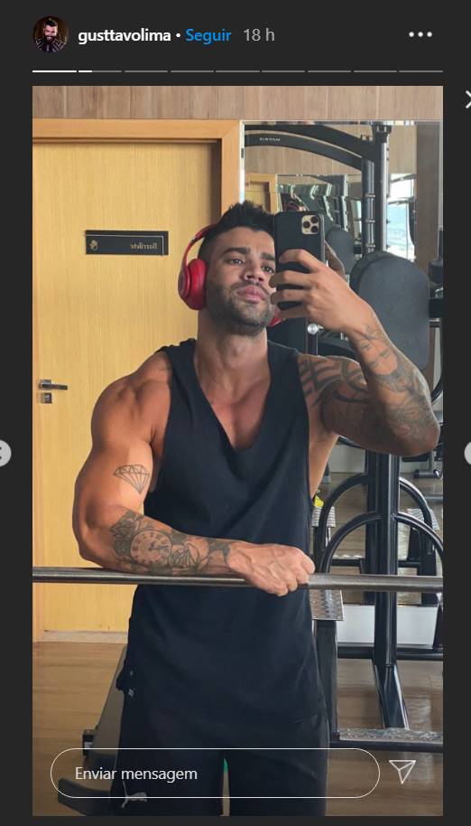 Após preocupar fãs com visual mais magro, Gusttavo Lima surge em foto com braços musculosos à mostra - Foto: Reprodução/Instagram@gusttavolima
