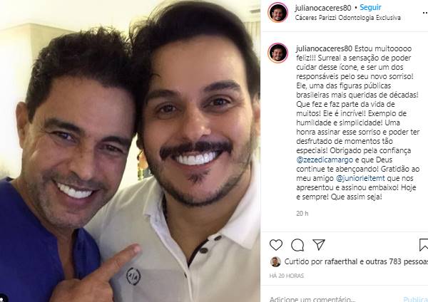 Zezé Di Camargo surpreende fãs com mudança estética - Foto: Reprodução/Instagram@julianocaceres80