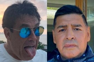 O humorista Sergio Mallandro e o craque argentino Maradona, que acabou falecendo no meio desta última semana - Reprodução: Instagram (Montagem: Área VIP)