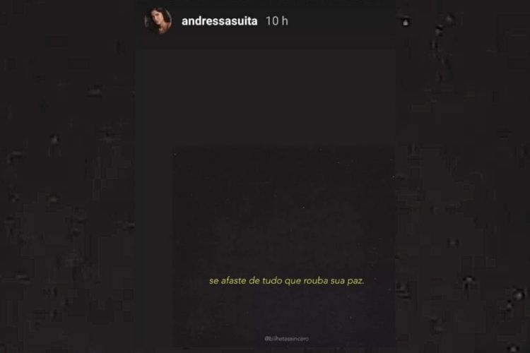 A mensagem que a modelo Andressa Suita compartilhou - Reprodução: Instagram A mensagem que a modelo Andressa Suita compartilhou - Reprodução: Instagram