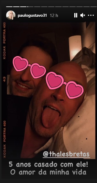 Paulo Gustavo comemora cinco anos de casado com Thales Bretas: ''Te amo mais que tudo'' - Foto: Reprodução/Instagram
