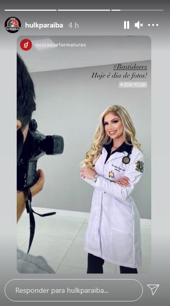 Noiva de Hulk Paraíba, Camila Ângelo, se forma em medicina - Foto: Reprodução/Instagram